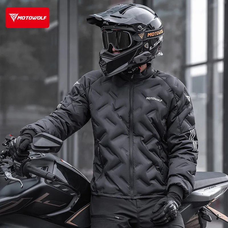 Motorcycle Gear White - Мотоциклетный пуховик, зимняя водонепроницаемая куртка на